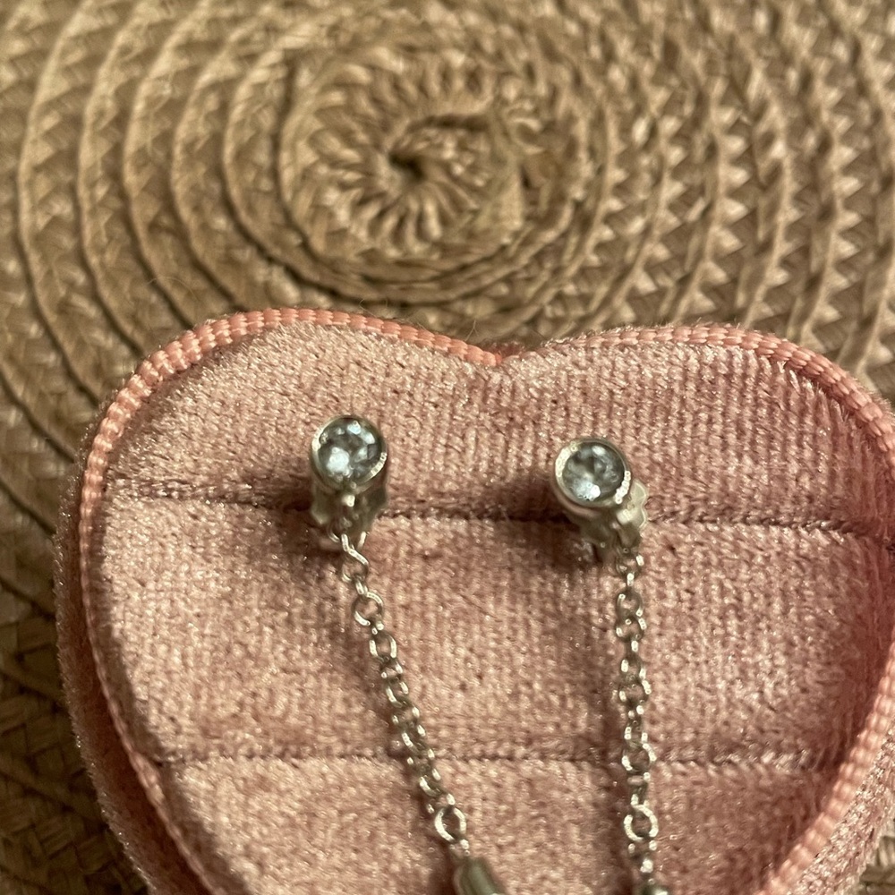White gold blue topaz drop earrings. - Picture 4 of 5